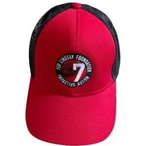 NWOT DETROIT RED WINGS / TED LINDSAY FOUNDATION RED AND BLACK TRUCKER HAT